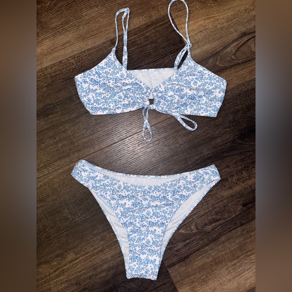 Floral Blue and White Bikini Set